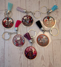 Goth stained glass acrylic keychain with suede tassel