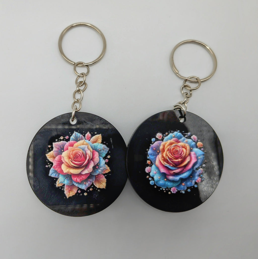 NEW!!! Black acrylic rose keychains