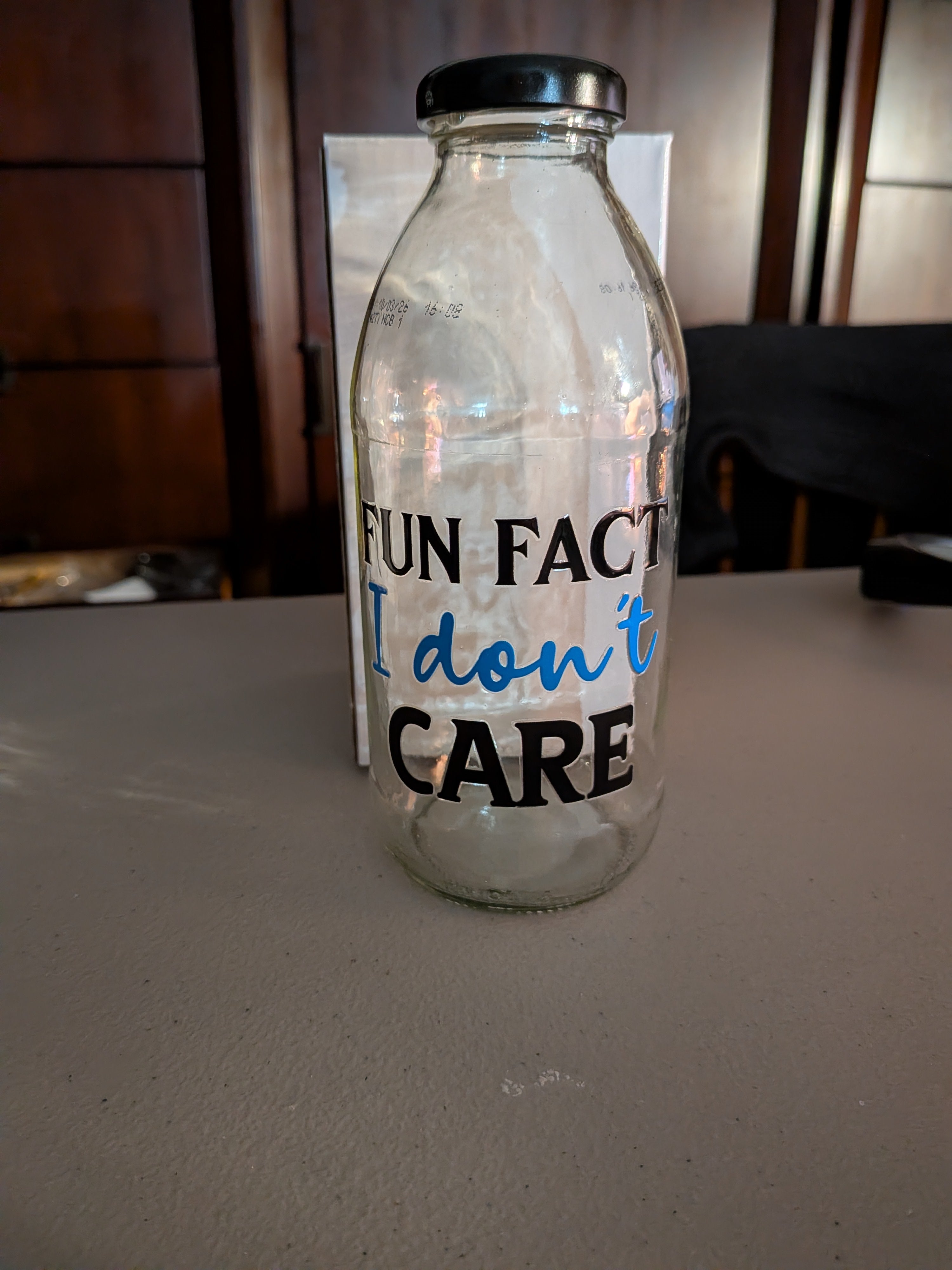 Upcycled glass water bottles