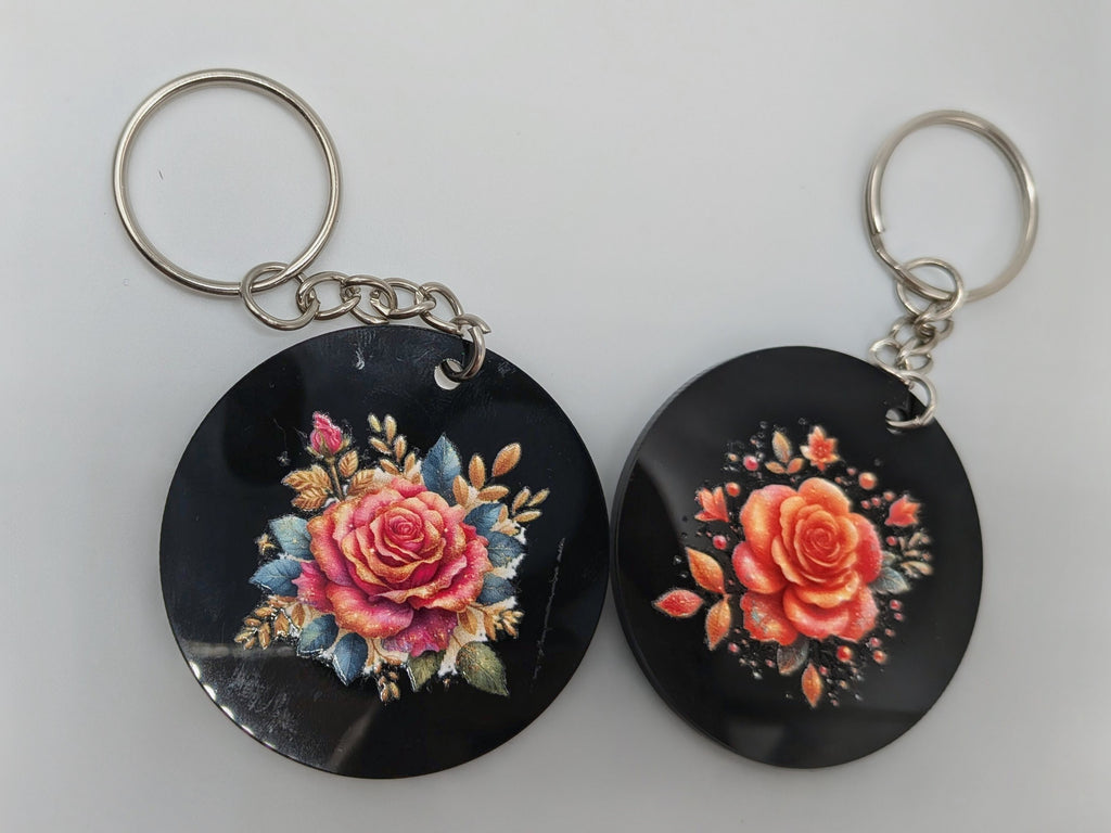 NEW!!! Black acrylic rose keychains