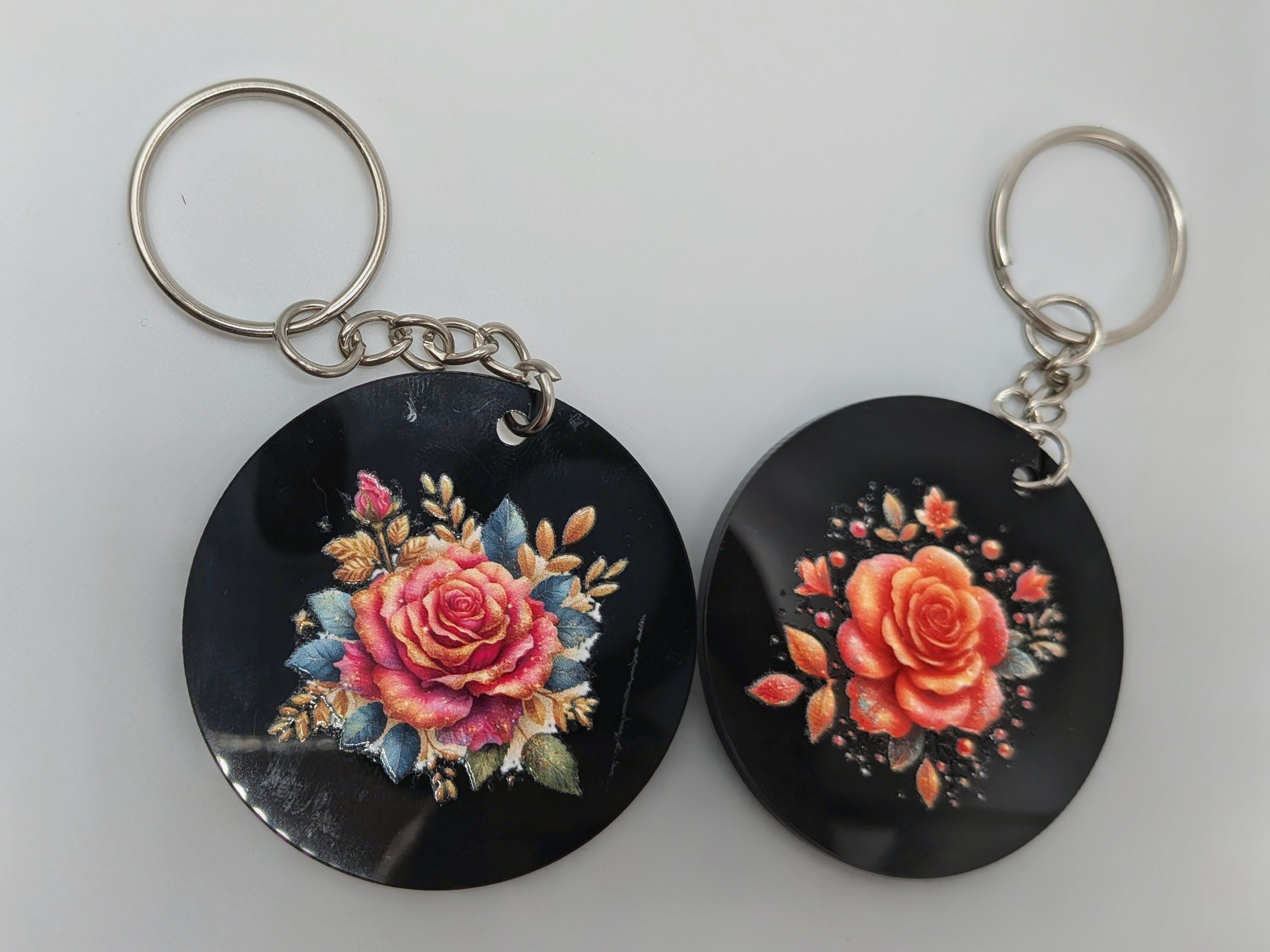 NEW!!! Black acrylic rose keychains