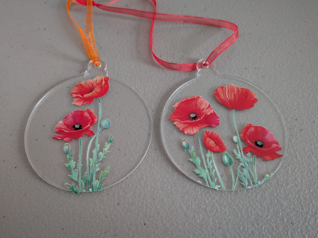 NEW DESIGNS ADDED!!! Acrylic ornaments 2" round clear