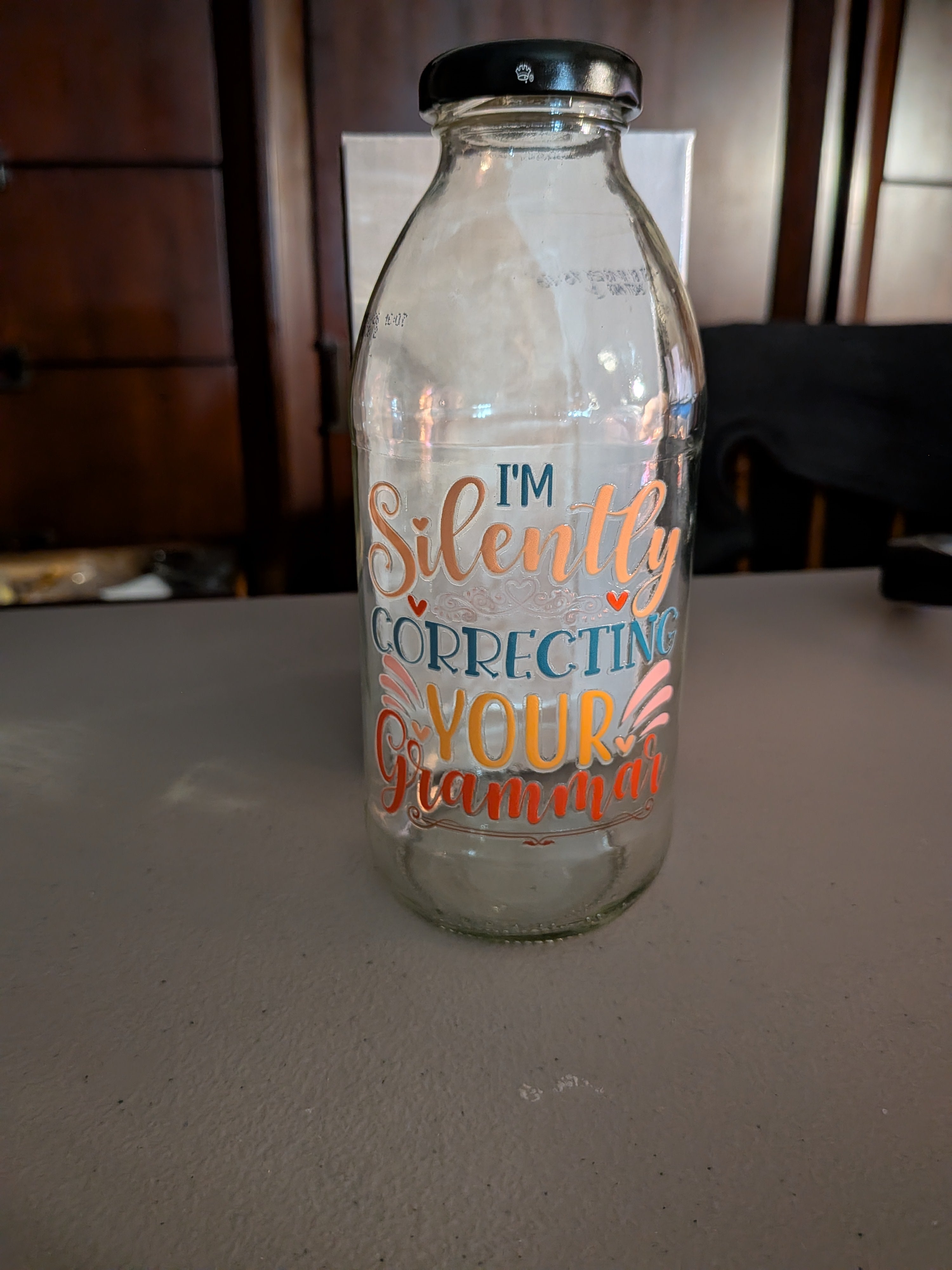 Upcycled glass water bottles