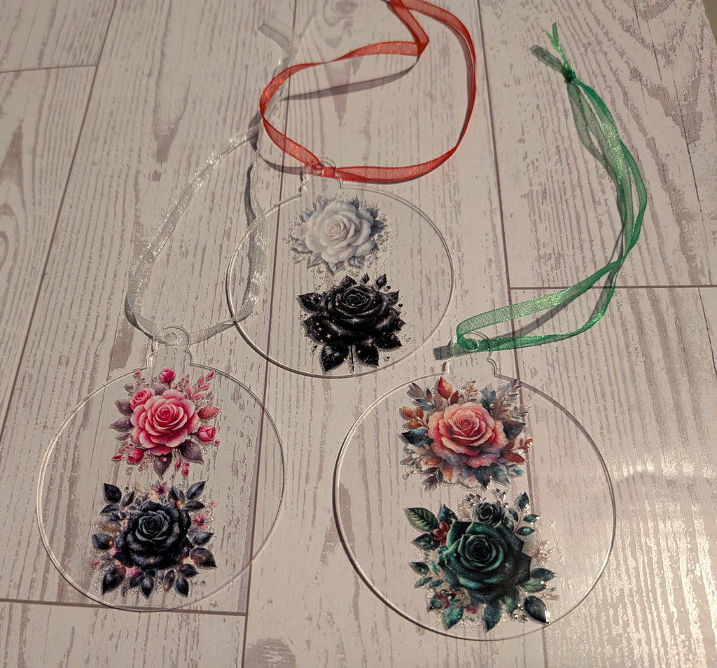 NEW DESIGNS ADDED!!! Acrylic ornaments 2" round clear