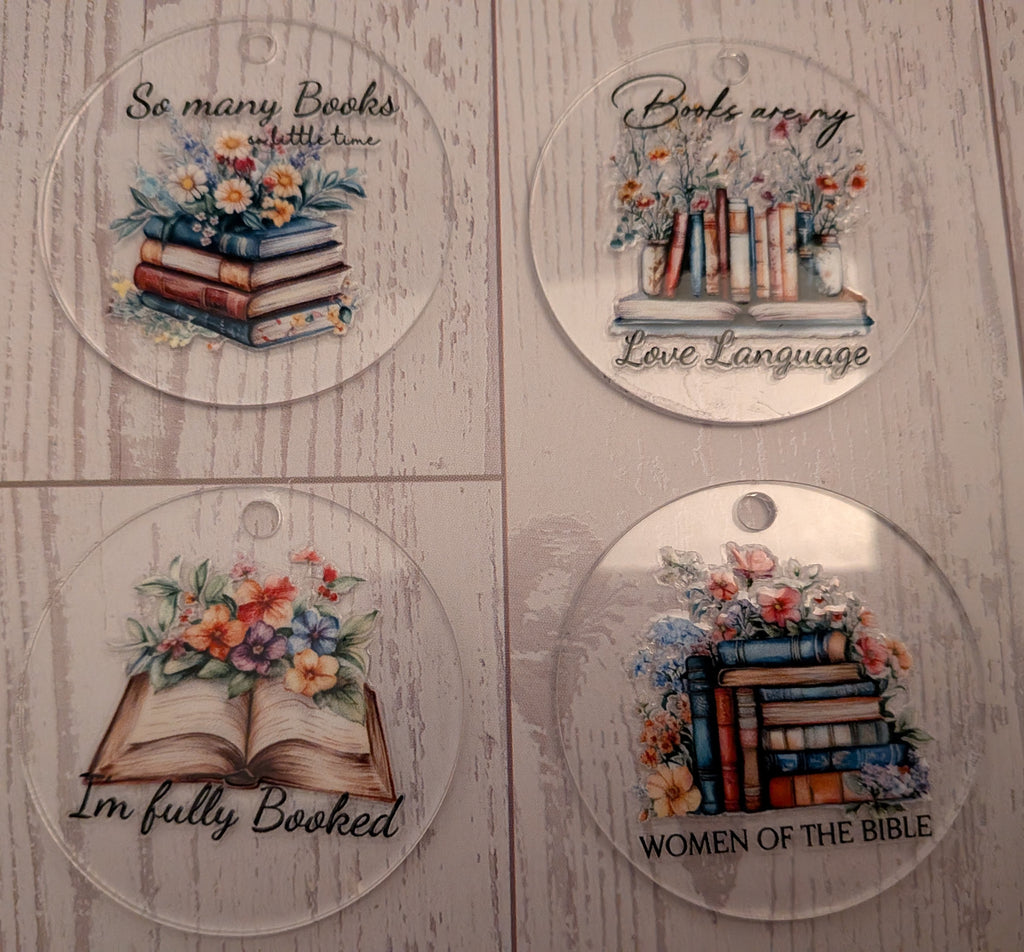 Book Lovers' round acrylic keychains