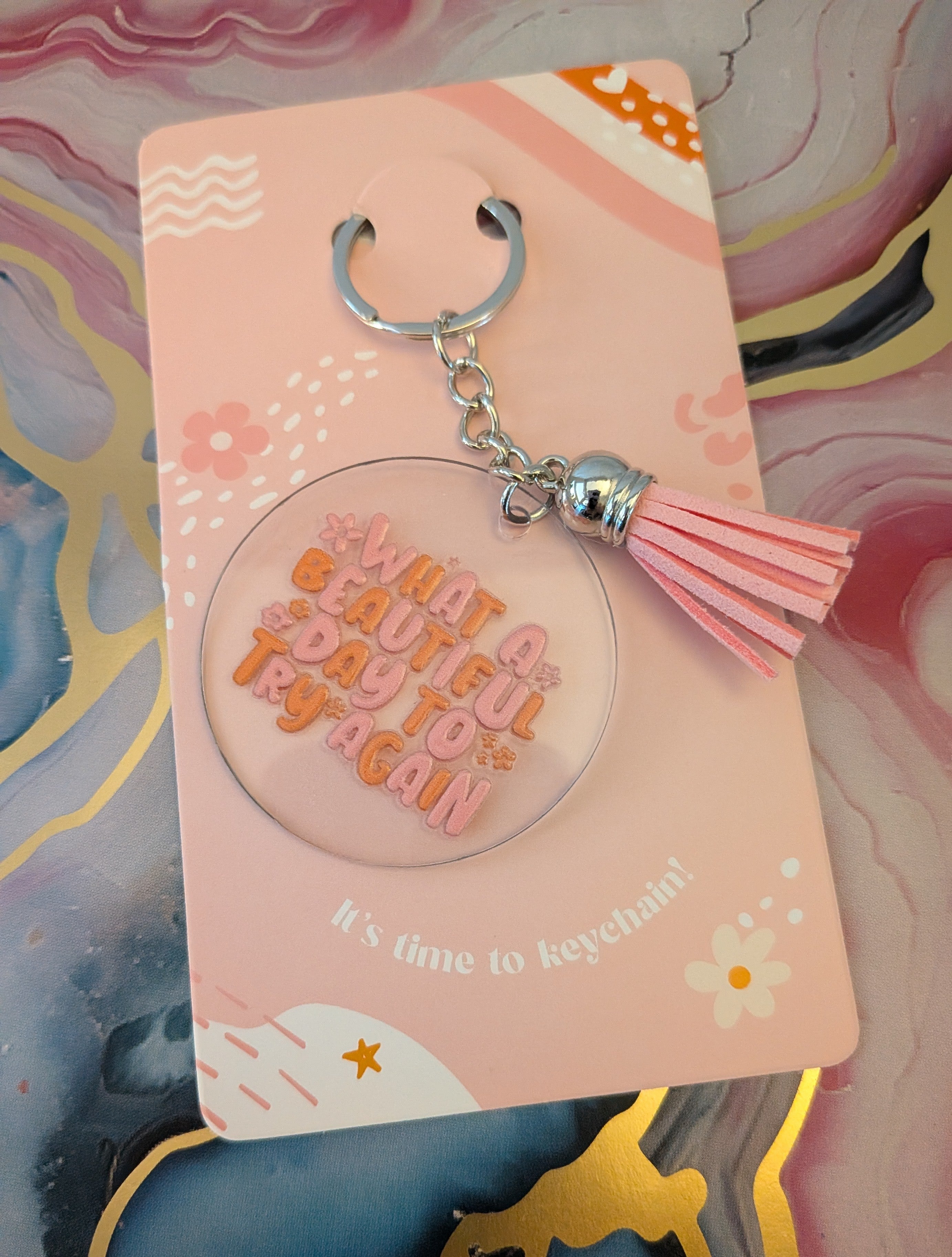 Try again acrylic keychain