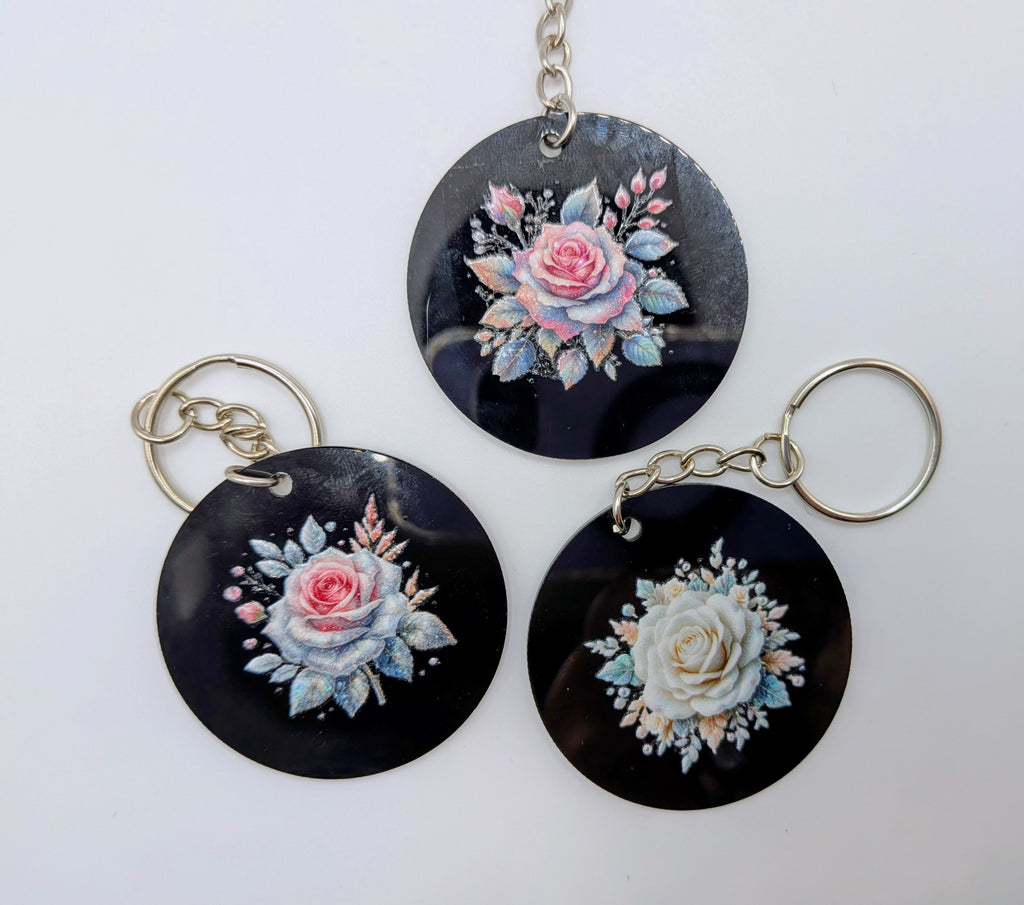 NEW!!! Black acrylic rose keychains