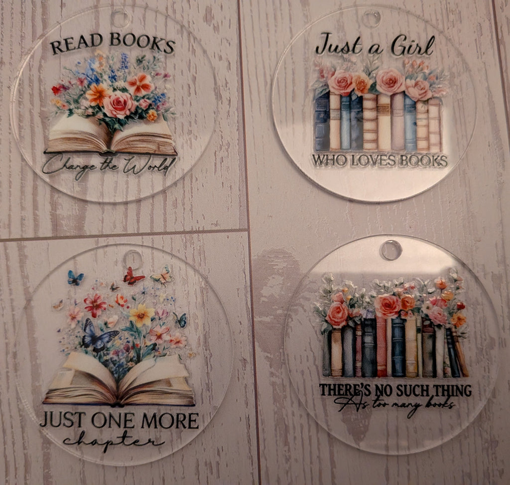 Book Lovers' round acrylic keychains