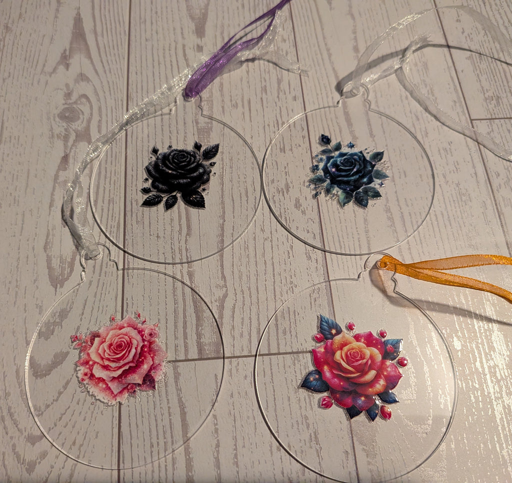 NEW DESIGNS ADDED!!! Acrylic ornaments 2" round clear