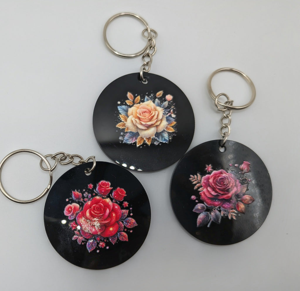 NEW!!! Black acrylic rose keychains