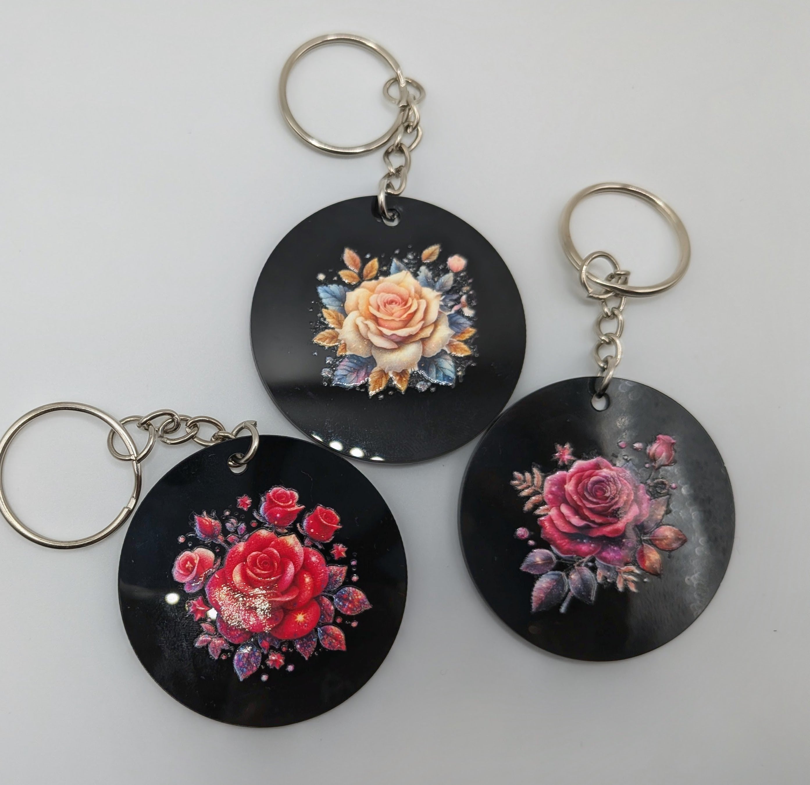 NEW!!! Black acrylic rose keychains
