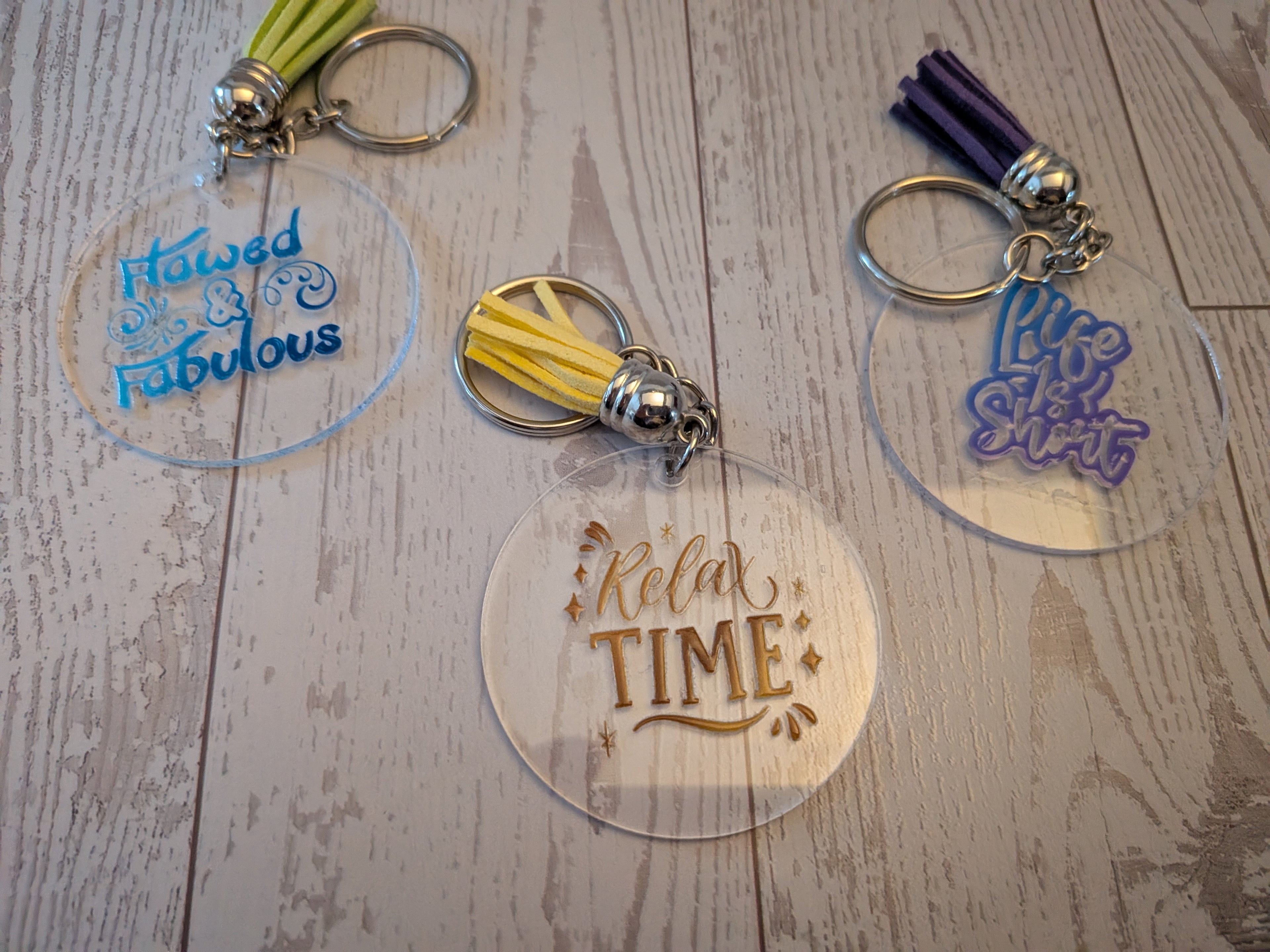 3pk bundle of 2" round acrylic keychains