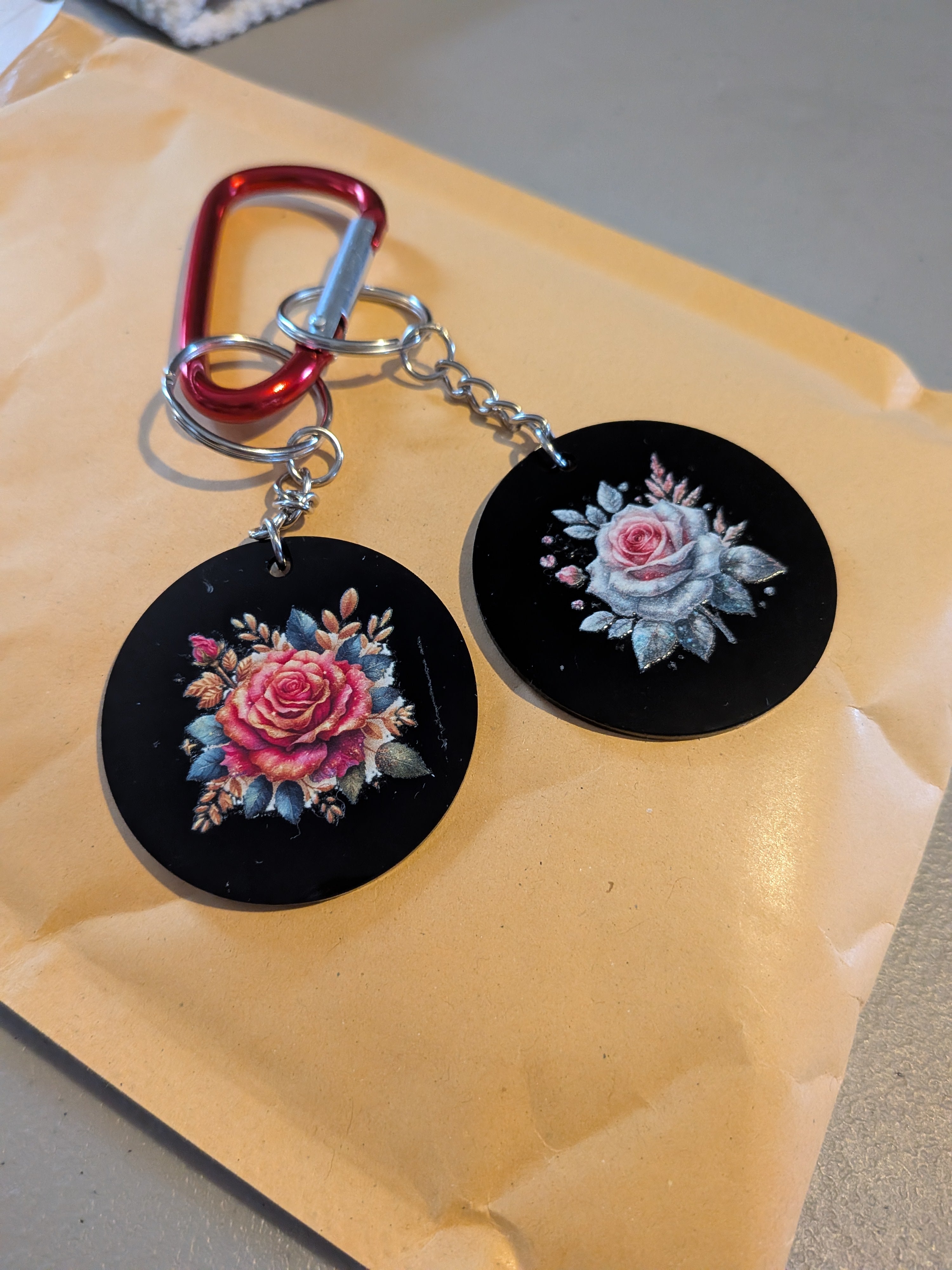 NEW!!! Black acrylic rose keychains
